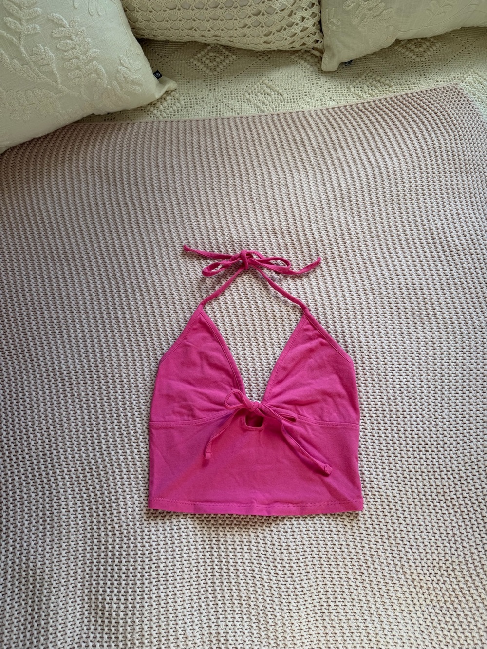 Bright Pink Halter Crop Top